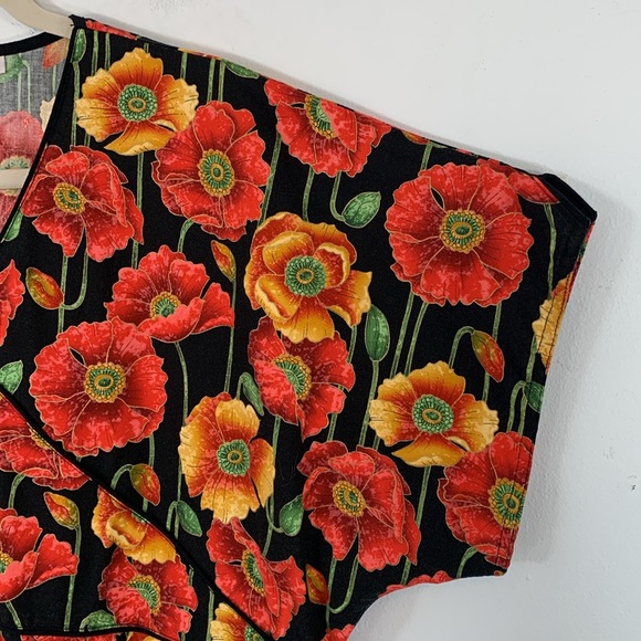 S.C.R.U.B.S. Medical Faux Wrap Floral Multi-Color Women’s Size L 100% Cotton Top - Picture 6 of 15